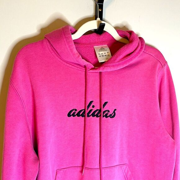 Adidas Embroidery Cursive Y2K 09/2005 Pink Hoodie XL - Picture 4 of 6